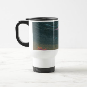 Caneca Térmica Paisagem Mística em Azul – Arte Abstrata de Viagem
