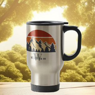 Caneca Térmica Paisagem Natural da Floresta Sunset Monograma