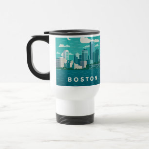 Caneca Térmica Paisagem Noturna da Cidade de Massachusetts Cida