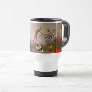 Caneca Térmica Paisagem tropical com dez beija-flores