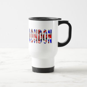 Caneca Térmica Palavra Londres Com Textura de Bandeira
