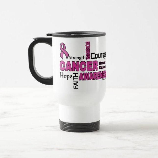 Caneca Térmica Palavras...Câncer de Mama (Esquerda)