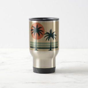 Caneca Térmica Palmeiras tropicais retrô/vintage