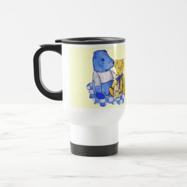 Caneca Térmica pano de piquenique azul com crianças ursinhos anti (Esquerda)