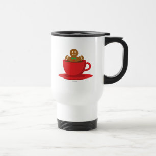 Caneca Térmica Pão De Gengibre Que Se Relaxa Na Taça Vermelha De