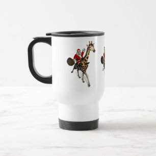 Caneca Térmica Papai Noel Andando Uma Girafa