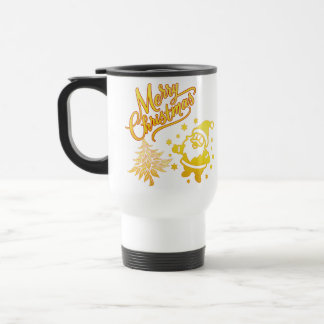Caneca Térmica Papai Noel Dourado e Design de Natal da Árvore de