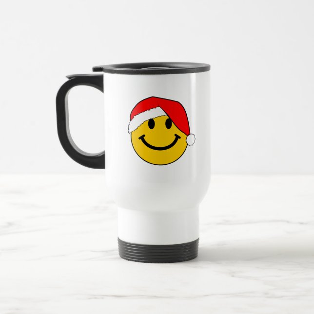 Caneca Térmica Papais noeis de Natal bonitos Face Feliz (Esquerda)