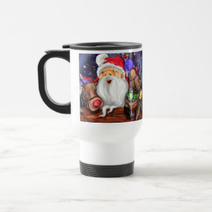 Caneca Térmica Papais noeis e Reindeers Feliz Festa de Natal - Sa
