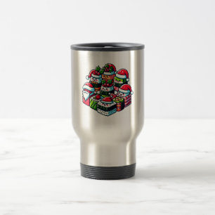 Caneca Térmica Papais noeis Sushi Delight - Arte de Natal Festiva