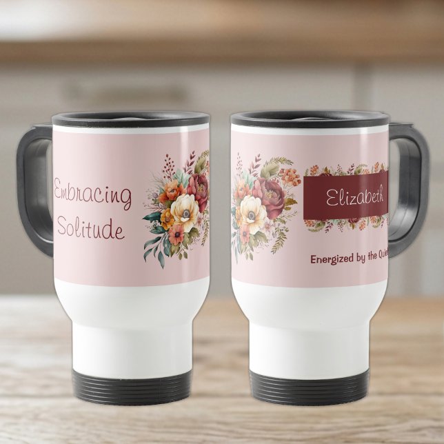 Caneca Térmica Para introvertidos solidão floral rosa (Criador carregado)