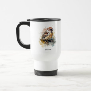 Caneca Térmica Pardal Aquarela Rústica, personalizado