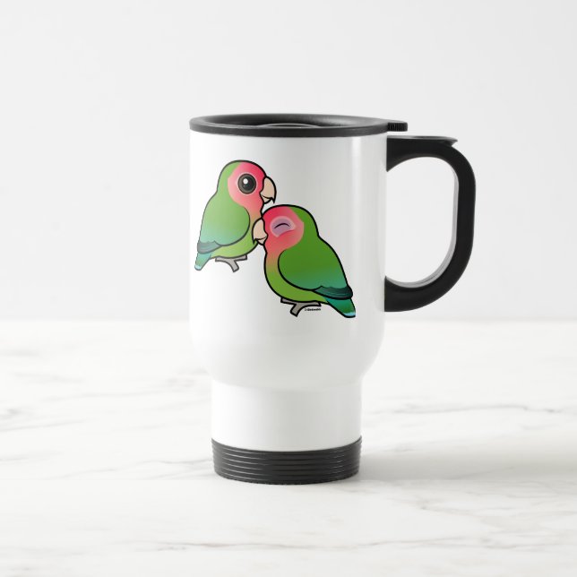 Caneca Térmica pares adoráveis Pêssego-enfrentados do Lovebird (Direita)