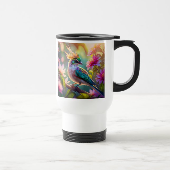 Caneca Térmica Pássaro da Fantasia da Finch com Cabeça Verde Deit (Direita)