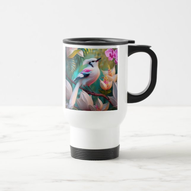 Caneca Térmica Pássaro Fantástico Branca Pincado (Direita)