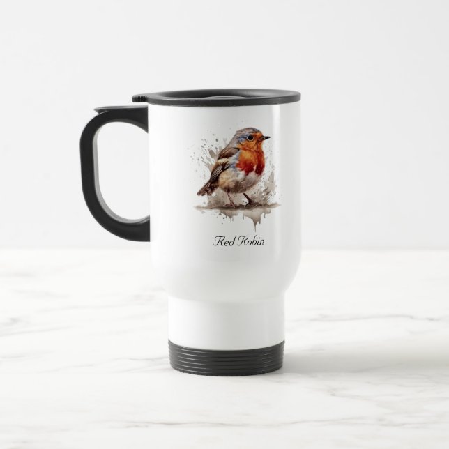 Caneca Térmica Pássaro vermelho-preto-e-branco (Esquerda)