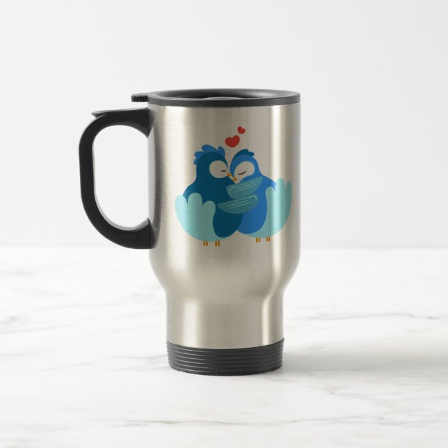 Caneca Térmica pássaros azuis apaixonados (Esquerda)