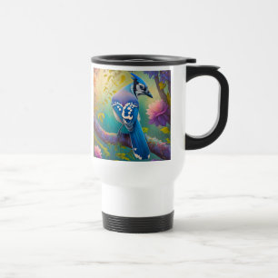 Caneca Térmica Pássaros Fantasia Gaio Azul