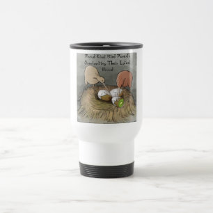 Caneca Térmica Pássaros Kiwi Engraçados Cuidando de sua Fruta
