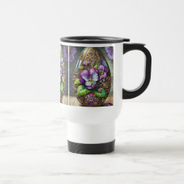 Caneca Térmica Pássaros Sanguinados Violetas Flores Selvagens Ovo