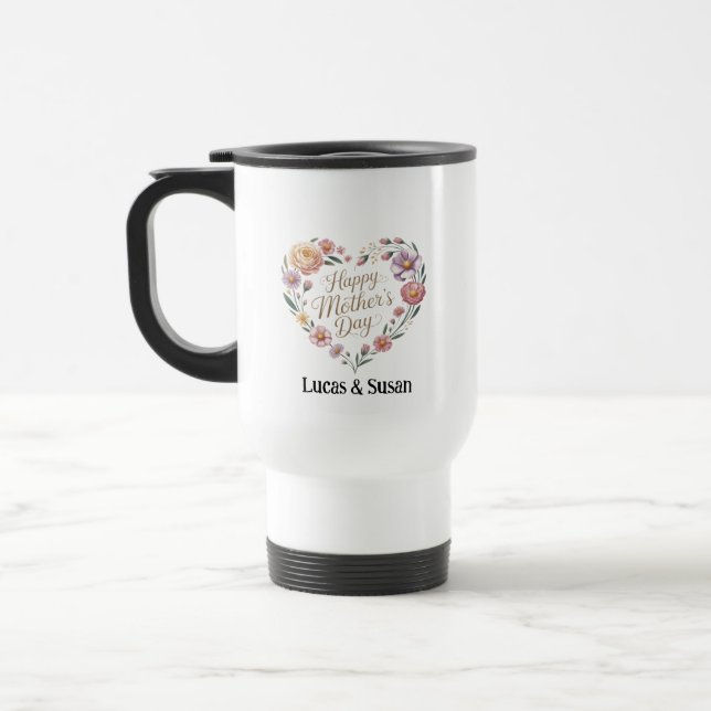 Caneca Térmica Pastel Flower Floral Feliz Dia das Mães Presente C (Esquerda)