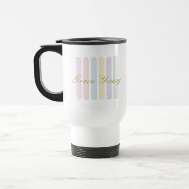 Caneca Térmica Pastel Vertical Stripes Script Name (Esquerda)