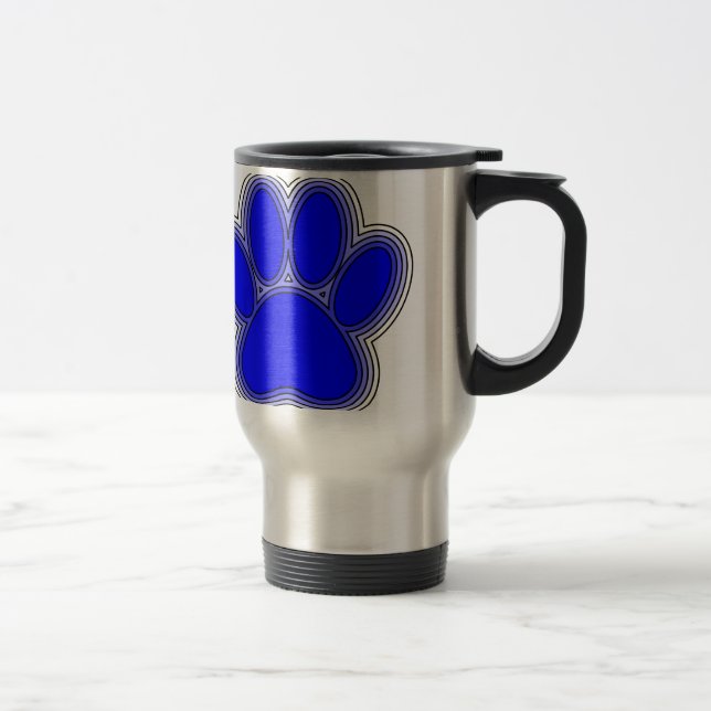 Caneca Térmica Pata De Cachorro A Azul Com Descrições (Direita)