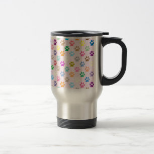 Caneca Térmica Pata de filhotes colorida imprime o padrão