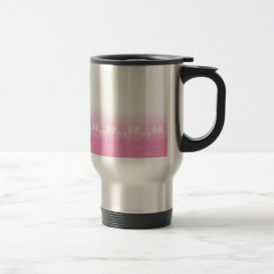 Caneca Térmica Patas Rosa e Branca com Fundo de Papel Jornal