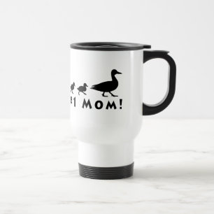 Caneca Térmica Pato e patinhos da mamã do número um na silhueta