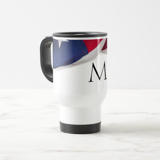 Caneca Térmica Patriotic American Flag Monogrammed Initial (Frente Esquerda)