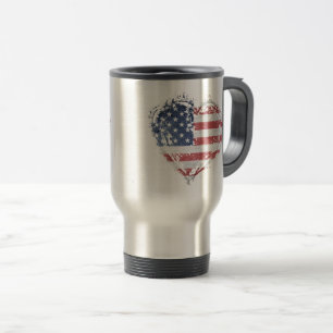 Caneca Térmica Patriótico Coração Americano em Grunge