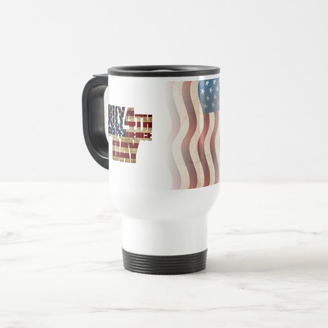 Caneca Térmica Patriótico Design de Bandeira de 4 de julho (Frente Esquerda)