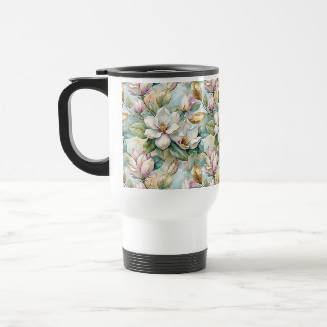 Caneca Térmica Pattern Elegant Magnolias (Esquerda)