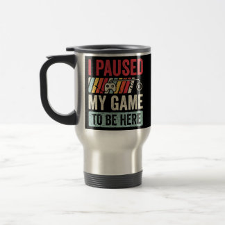 Caneca Térmica Pausei meu jogo para estar aqui Homens Retro Gamer