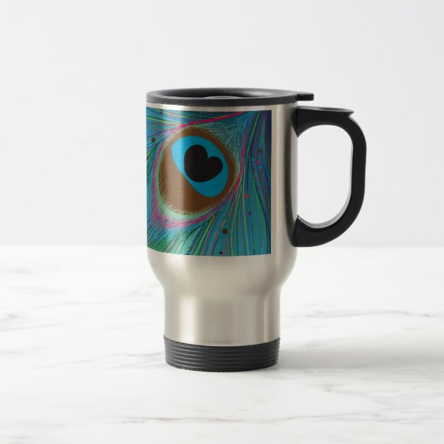 Caneca Térmica Pavão de plano de fundo (Direita)