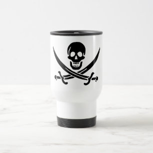 Caneca Térmica Pavilha de Sinalizador Pirata com Espadas Cruzadas