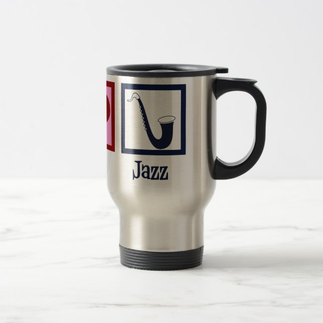 Caneca Térmica Peace Love Jazz Music Saxophone (Direita)