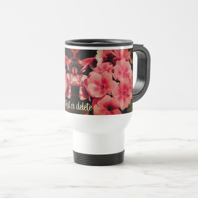 Caneca Térmica Peach Primrose Flower Art Personalizada (Frente Esquerda)