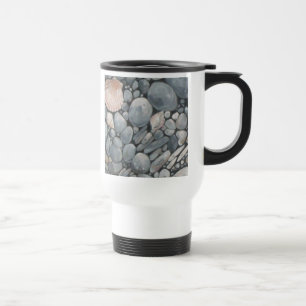 Caneca Térmica Pedras de Praia Conchas Pebbles Rochas Pintura