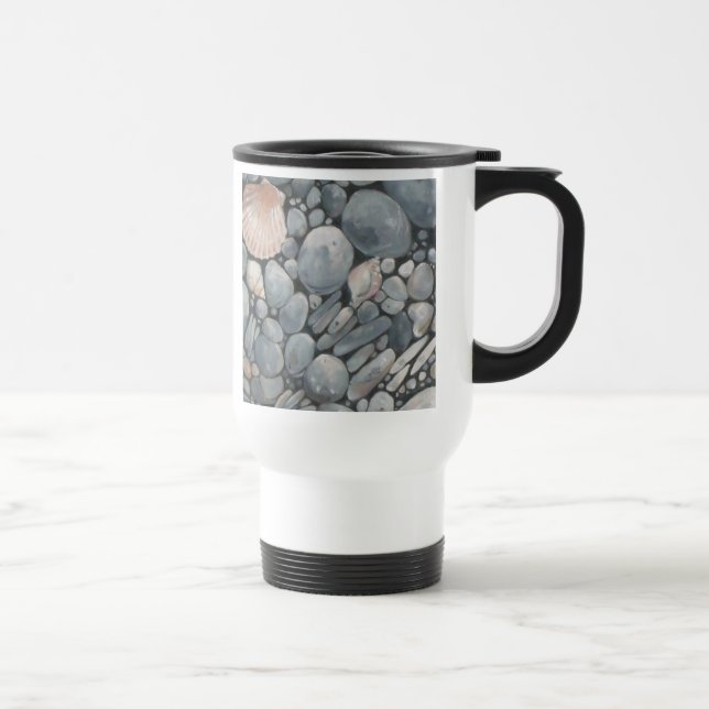 Caneca Térmica Pedras de Praia Conchas Pebbles Rochas Pintura (Direita)