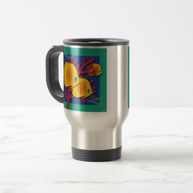 Caneca Térmica Peixes Tropicais (Frente Esquerda)