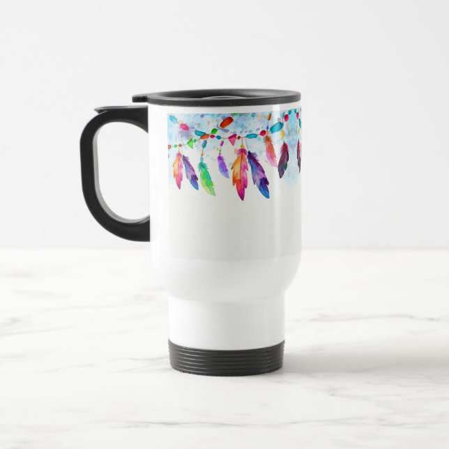 Caneca Térmica Penas boho (Esquerda)