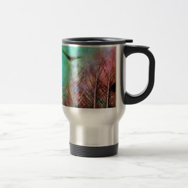 Caneca Térmica Penas de Pavão Pastel (Direita)