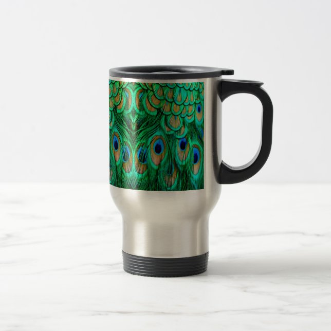 Caneca Térmica Penas de Peacock Gloriosas (Direita)