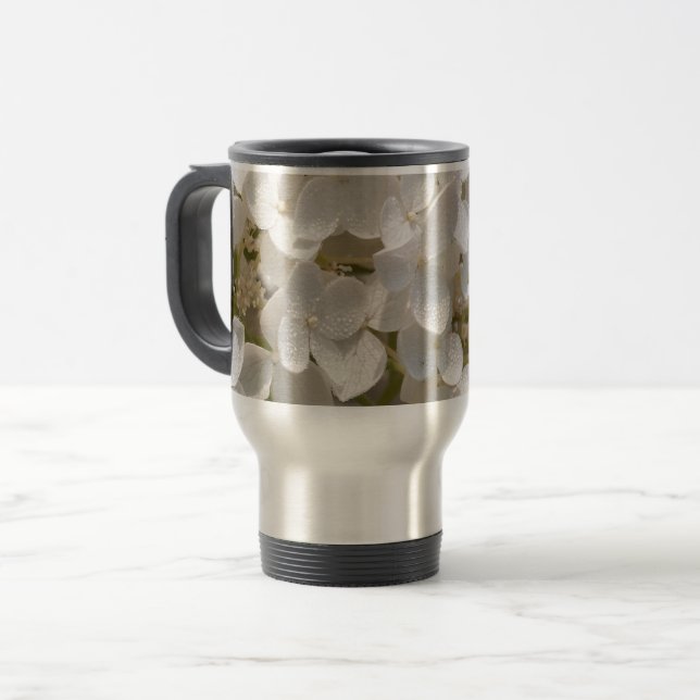 Caneca Térmica Pequenas flores brancas (Frente Esquerda)