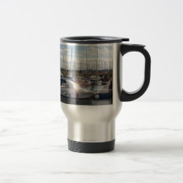 Caneca Térmica Pequeno barco a motor apanhando o sol