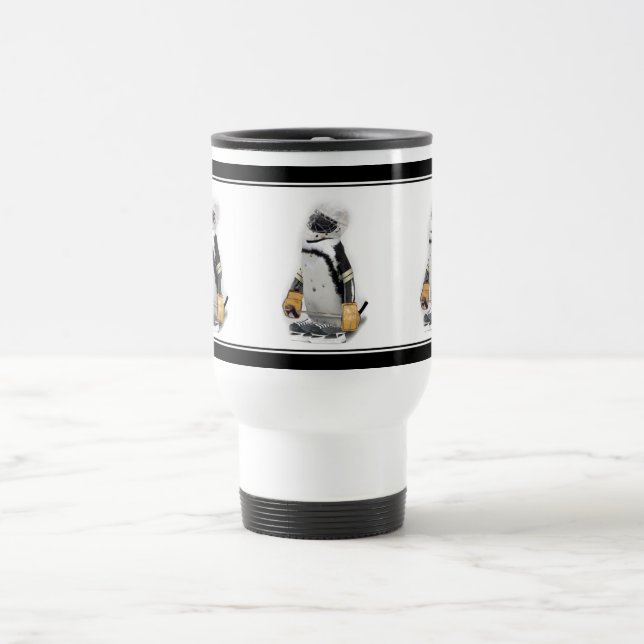 Caneca Térmica Pequeno Pinguim Vestindo Hockey Gear (Centro)