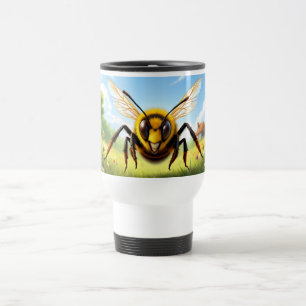 Caneca Térmica Personagem de Abelha Voando Sobre um Prado Florido
