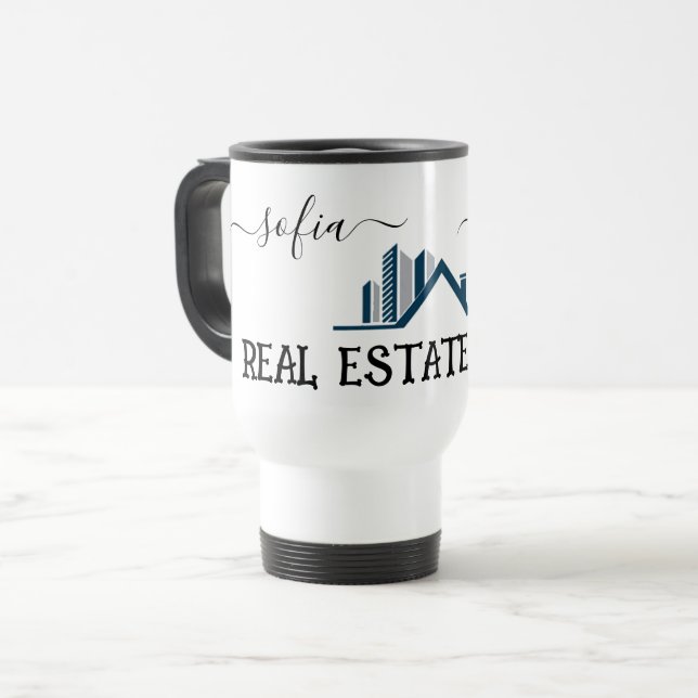 Caneca Térmica Personalizar logotipo Agente imobiliário para pequ (Frente Esquerda)